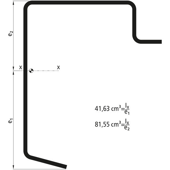 Platform floor frame profile, S235JRG2, 7300 mm, 160x27x3 mm