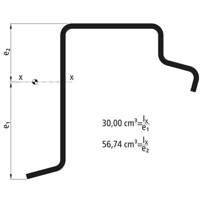 Tipper floor frame profile, untreated, 6300 mm, 110 x 30 x 4 mm