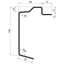 Platf.m floor frame profile, S355MC, untreated, 7300 mm, 140x27
