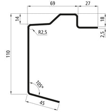 Platf.m floor frame profile, S355MC, untreated, 7300 mm, 110x18