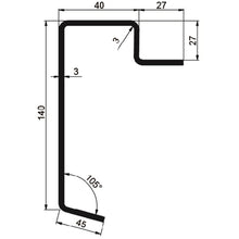 Floor frame profile/140 x 27 x 3 mm, raw