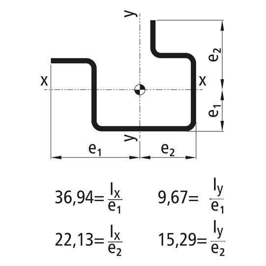 Corner stanchion profile, raw stl., 80 x 85 x 4 mm, 6 m