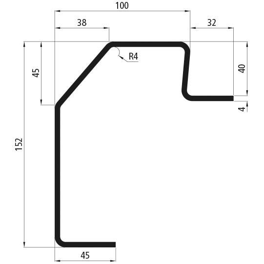 Floor frame profile f. building material platf.m,S355MC,raw,750