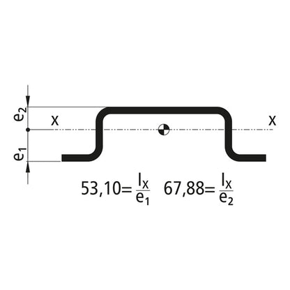 Centre stanchion profile, S235JRG2, raw, 80 x 28 x 4 mm, 5 m