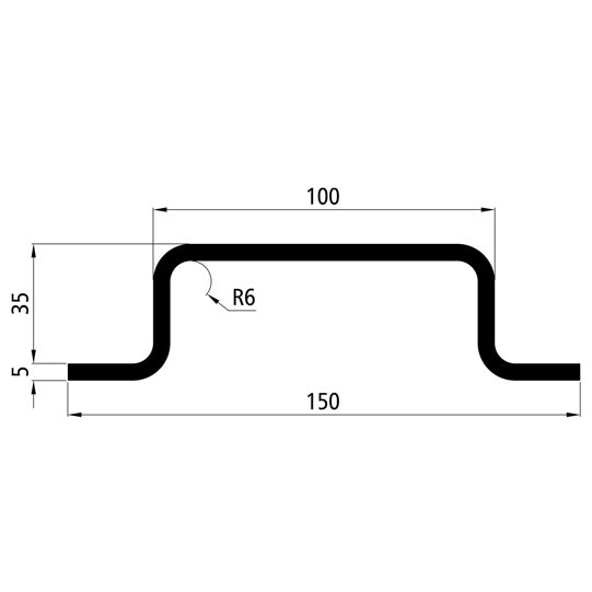 Centre stanchion profile, S235JRG2, raw, 100 x 35 x 5 mm, 5 m