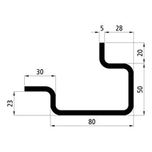 Corner stanchion profile, raw stl., 80 x 70 x 5 mm, 5 m