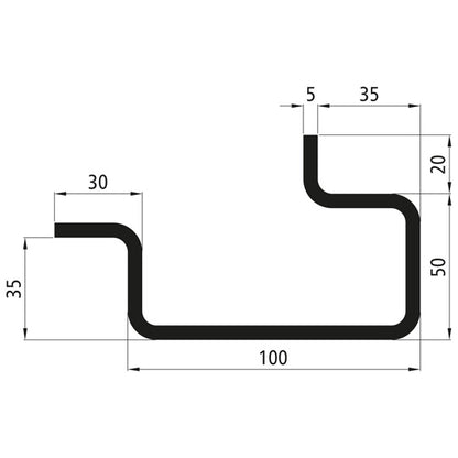 Corner stanchion profile, S235JGR2, raw, 100 x 70 x 5 mm, 5 m