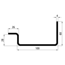Corner stanchion profile, raw stl., 100 x 60 x 4 mm, 5 m