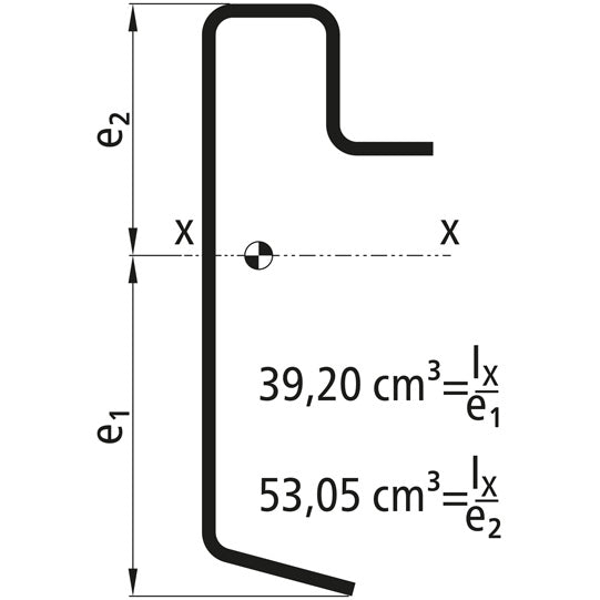 Floor frame profile, S235JRG2, raw, 7300 mm, 160 x 40 x 4 mm