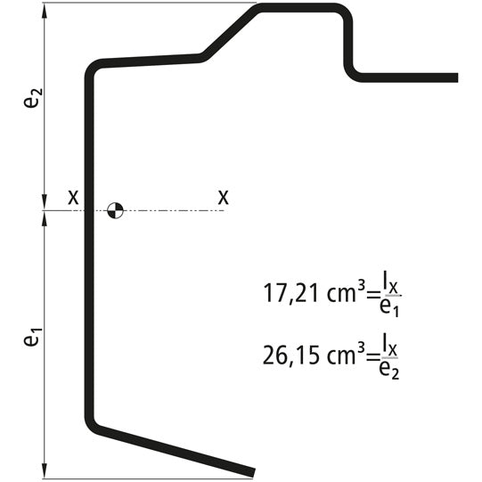 Platform floor frame profile, S355MC,galv.,7300mm,110x18x2.5mm