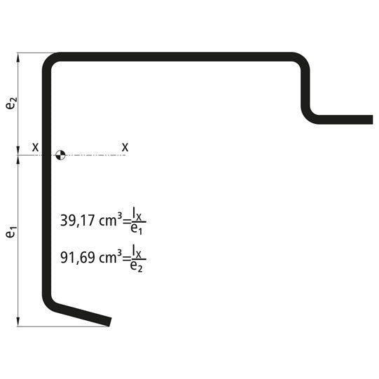 Lattiakehysprofiili, S235JRG2, hiottu/maaperäinen, 7300 mm, 110 x 27 x 4 mm