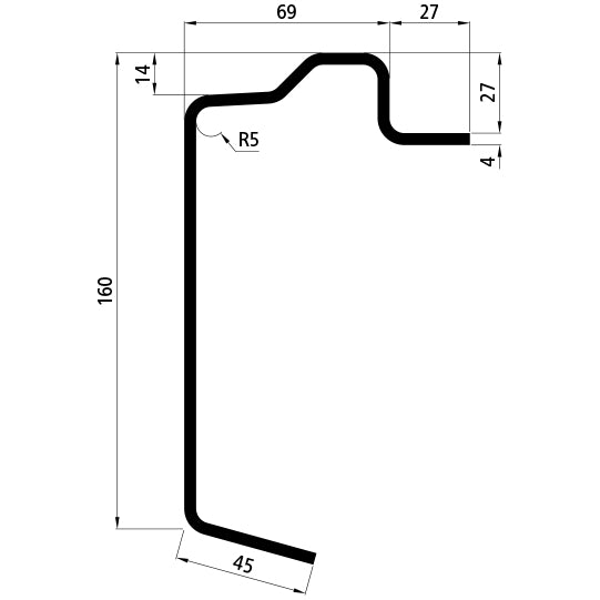Platf.m floor frame profile, S355MC, primed,7300mm,160x27x4mm