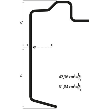 Platform floor frame profile, S355MC, primed,7300mm,160x30x4mm