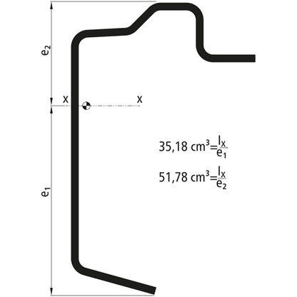 Platform floor frame profile, S355MC,sanded,7300mm,140x27x4mm