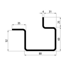 Corner pillar profile 80/60x52/31x4 mm 5000 mm total + gru.