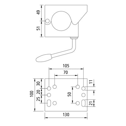 Clamp for 60 mm pipe diameter with toggle