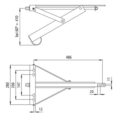 ADS 460 V ruuvattava tuki, L = R, sinkitty