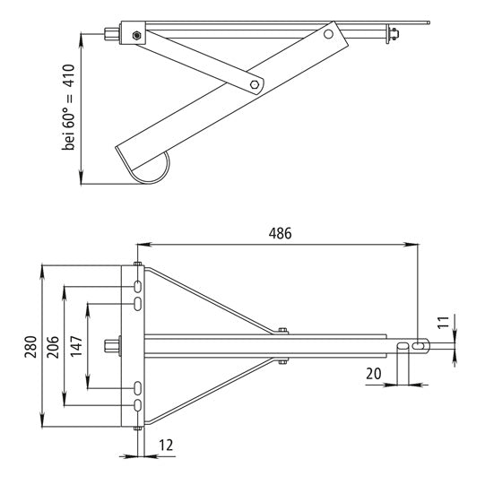 ADS 460 V unscrew. support, L = R, galvanised