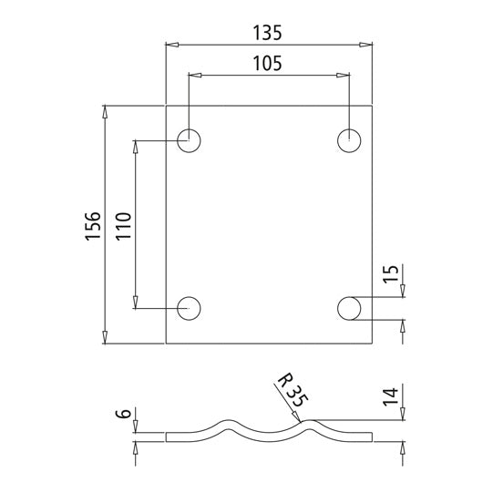 Flange f. support wheel F 1 - 156 x 135 mm