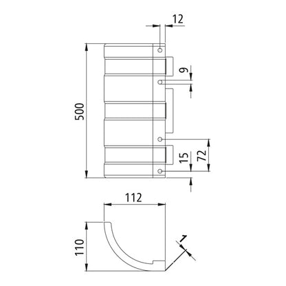 End cap, front, 500 mm, galvanized