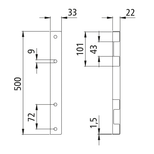 End cap, rear, 500 mm, galvanized