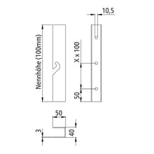 Bearing part, detachable / 100 mm, galvanised
