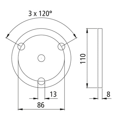 4-hole counter washer f. support tube w/ flange, loose, galvani