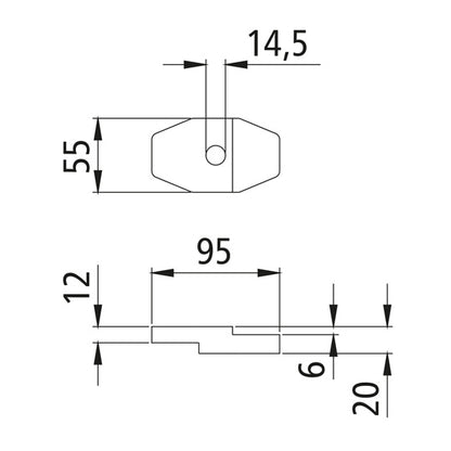 Clamping jaw, double-sided, galvanised, 5 - 8 mm/8 - 12 mm