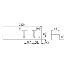 U-beam w/ holes, 2300 mm, sendzimir galvanised