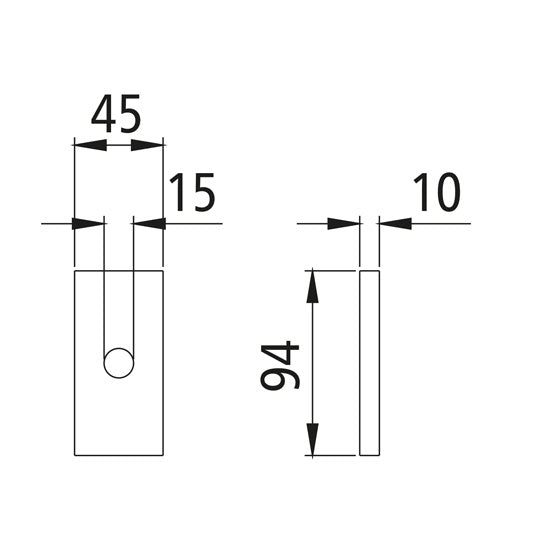 Reinf.cing plate, 45 x 94 x 10 mm, galvanised
