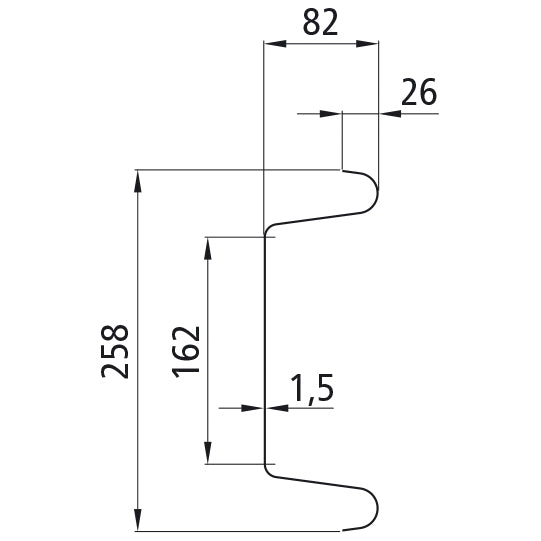 Steel underride guard, type LOF, 2300 mm, galvanised