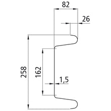 Steel underride guard, type LOF, 2300 mm, galvanised