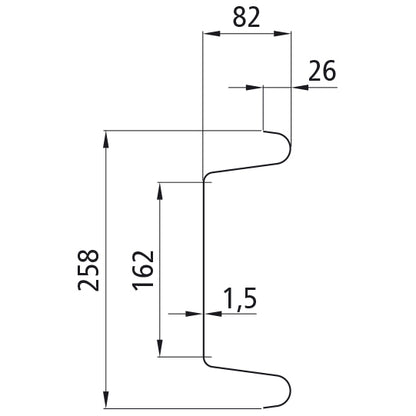 Steel underride guard, type LOF, 2300 mm, galvanised