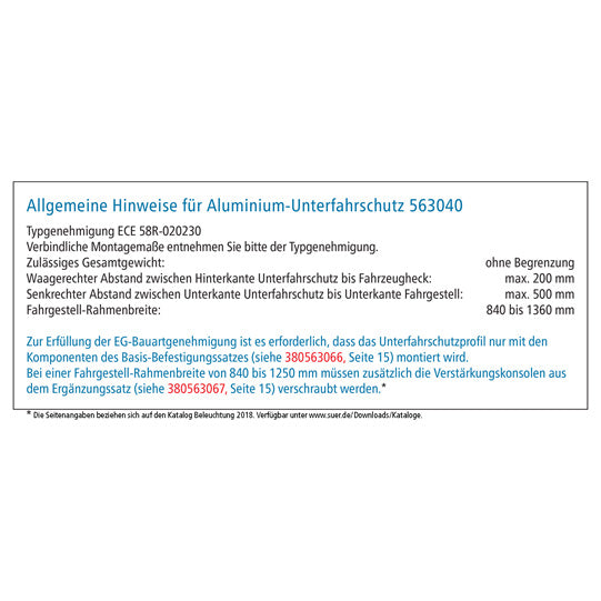 Aluminium underride guard type 563040, anodised, unmachined, 24