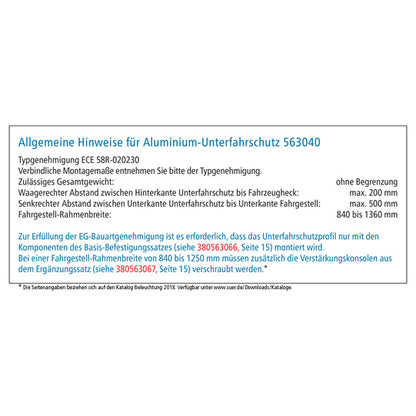 Aluminium underride guard type 563040, anodised, unmachined, 24
