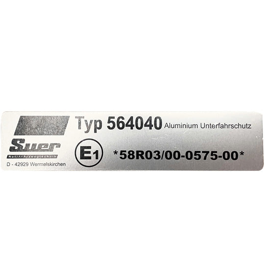 Nameplate - 120 x 27 mm, with ECE, type 564040