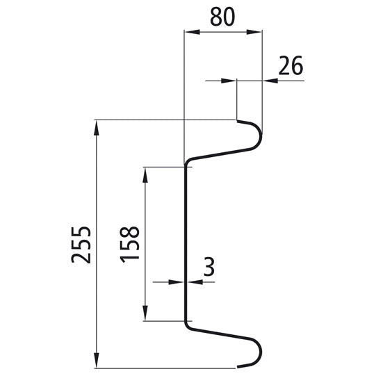 Steel underride guard, type 2430, 2400 mm, RAL9010, w/out light