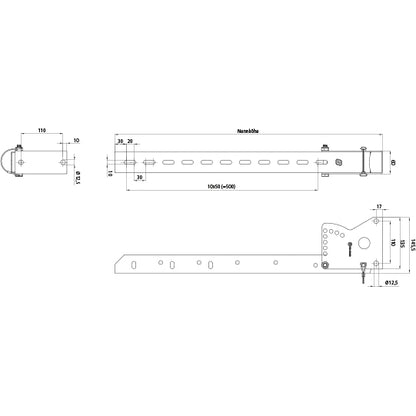 Suer holder f. SAS, L 710 mm, aluminium mag. leg./add. galvanis