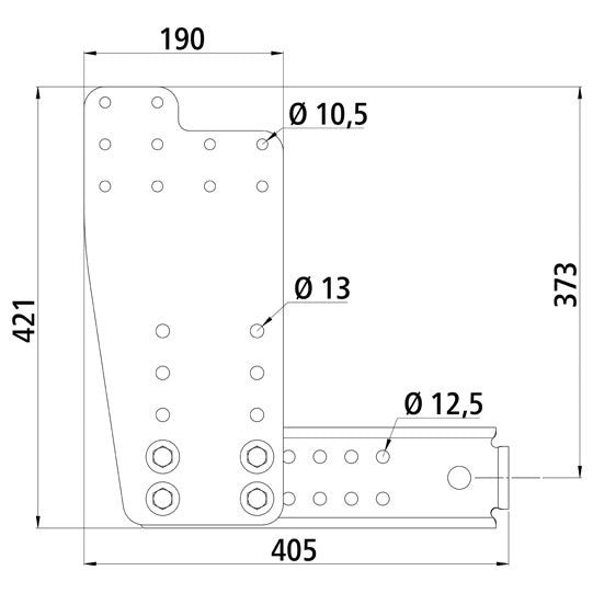 Bracket set f. underride guard Fuso 6S/6C/7C long 405x190x421mm