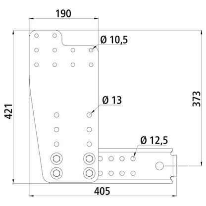 Bracket set f. underride guard Fuso 6S/6C/7C long 405x190x421mm