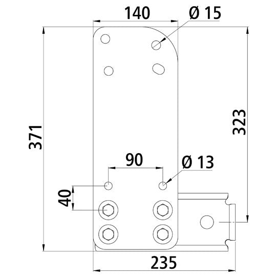 Bracket set for underride guard Isuzu M21-N short 240x145x349mm