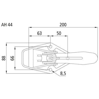 Eccentric lock AH27, w/ safety catch, raw stl.