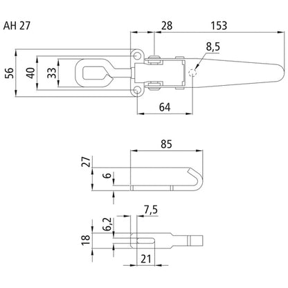 Suer cam lock, w/ ctrholder, galvanised