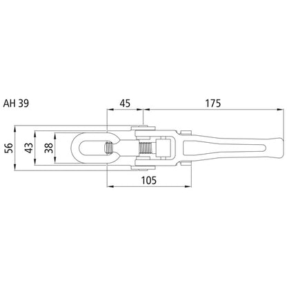 Suer cam lock, raw stl., w/ safety catch