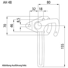 Angled lever lock, size 1, R, galvanised stl.