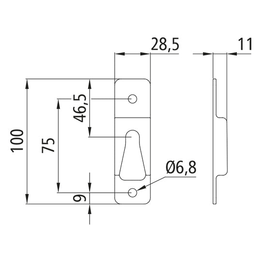 Counterholder/locking pocket T 50, stainless steel, rivetable