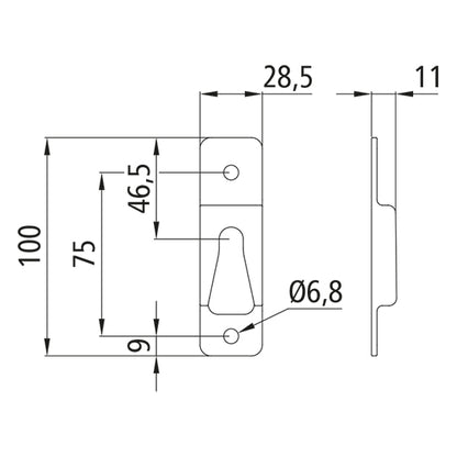 Counterholder/locking pocket T 50, stainless steel, rivetable