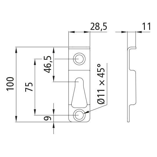 Counterholder/locking pocket T 50, stainless steel, screw-on
