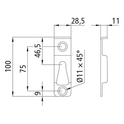 Counterholder/locking pocket T 50, stainless steel, screw-on