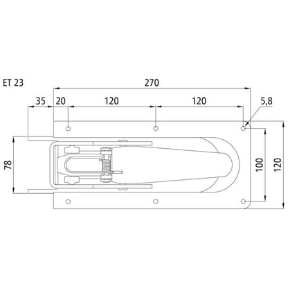 Tension lock, galvanised stl., w/out ctrholder